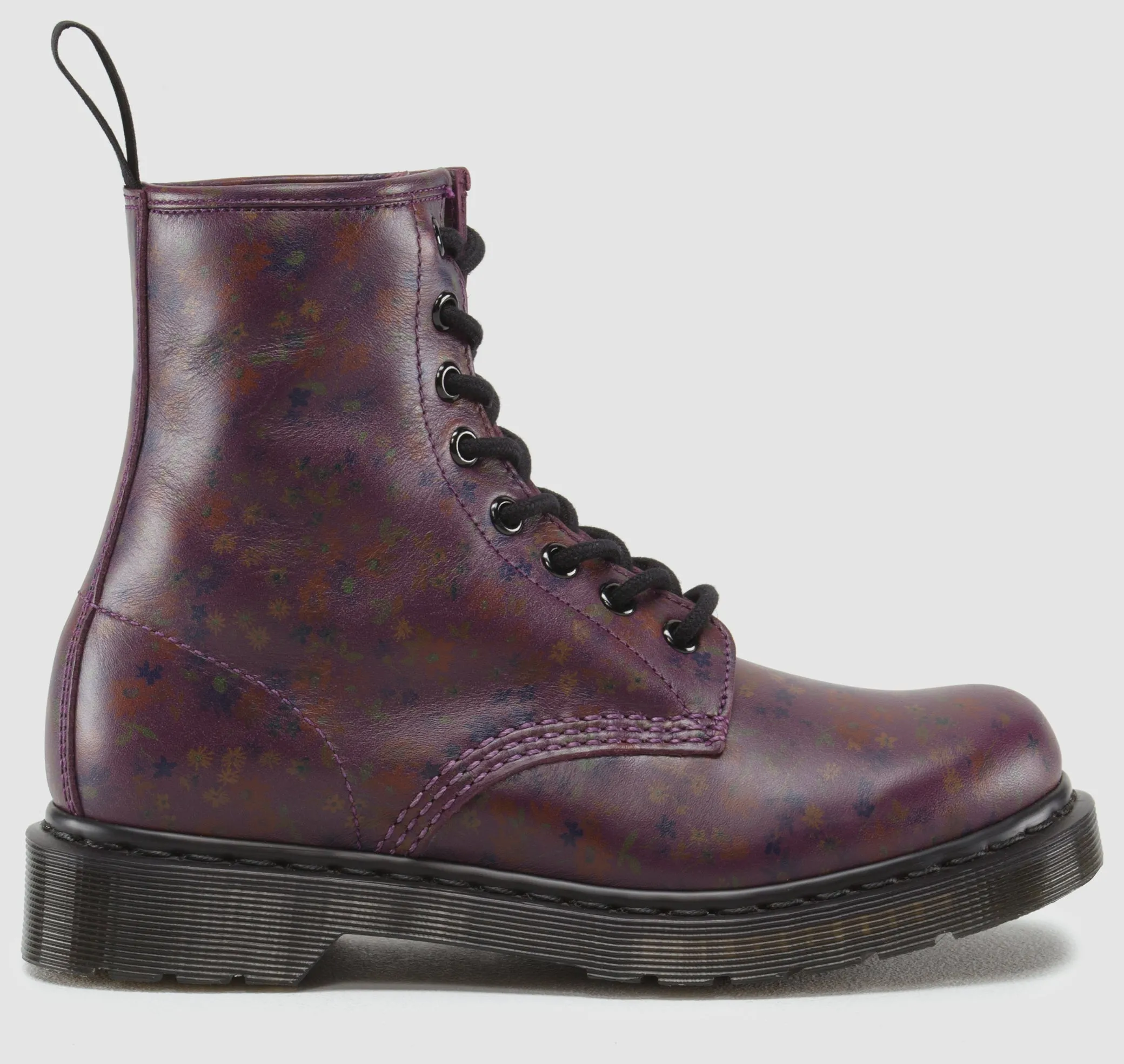 1460 Deep Purple Little Flowers Leather Lace Up Boot