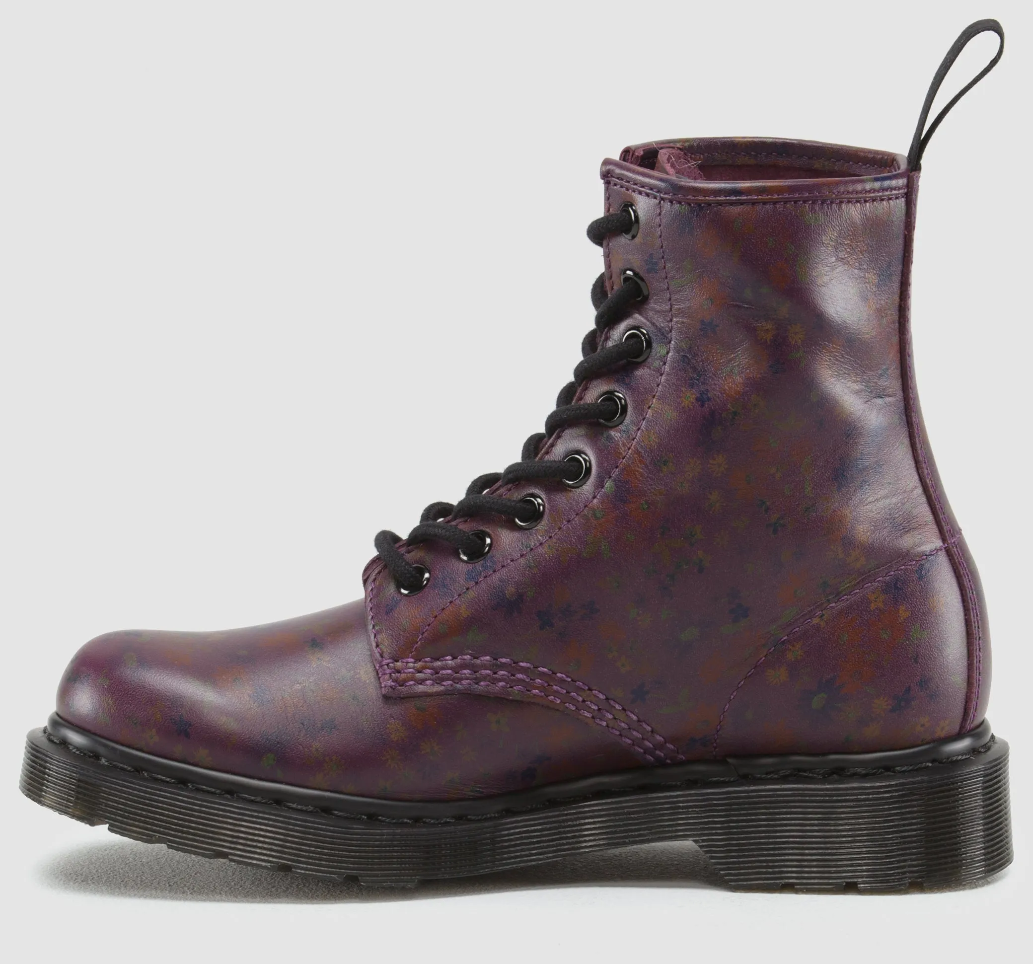 1460 Deep Purple Little Flowers Leather Lace Up Boot