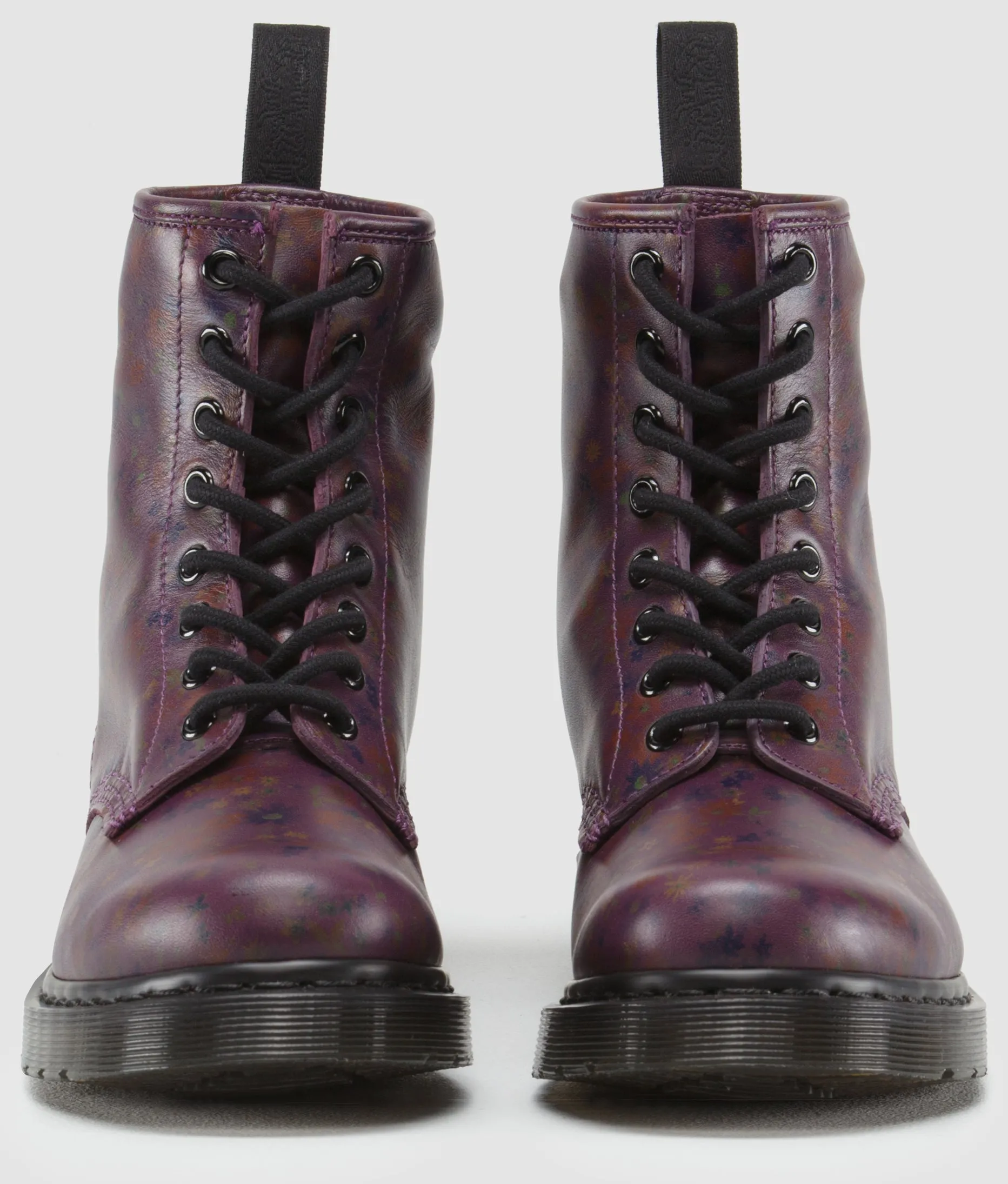 1460 Deep Purple Little Flowers Leather Lace Up Boot