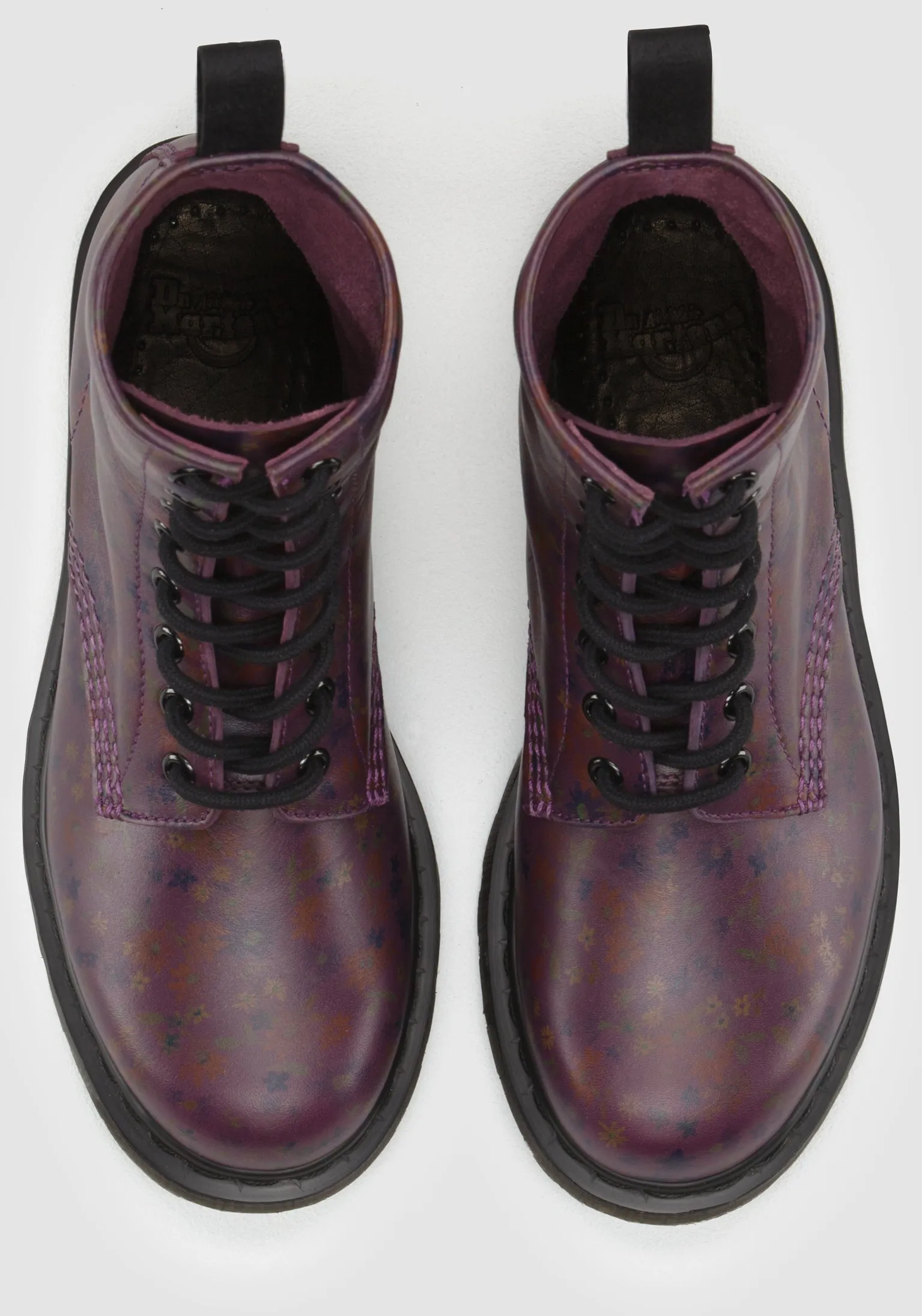 1460 Deep Purple Little Flowers Leather Lace Up Boot