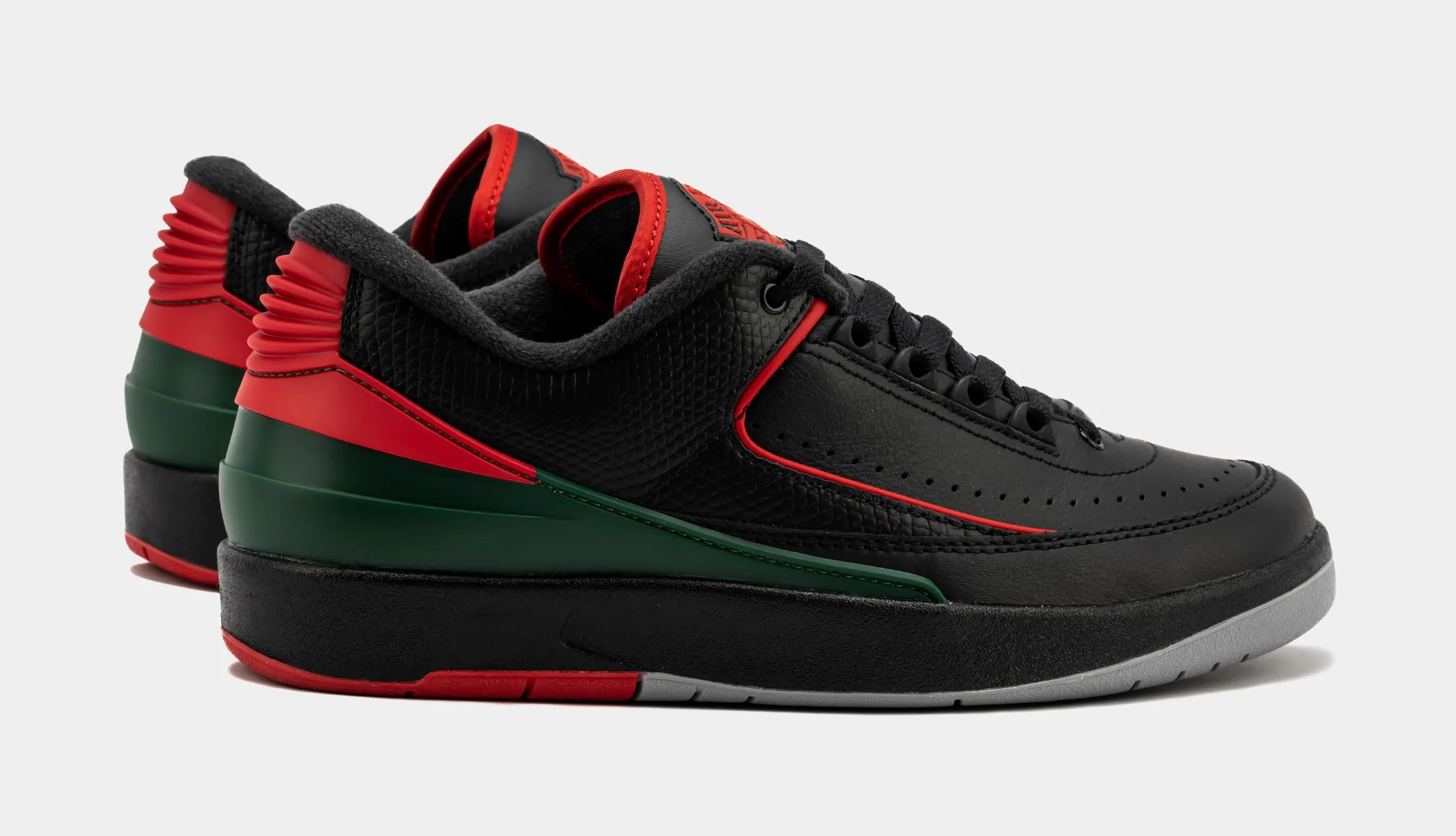 Air Jordan 2 Retro Low Christmas Mens Lifestyle Shoes (Black/Fire Red/Cement Grey) Free Shipping