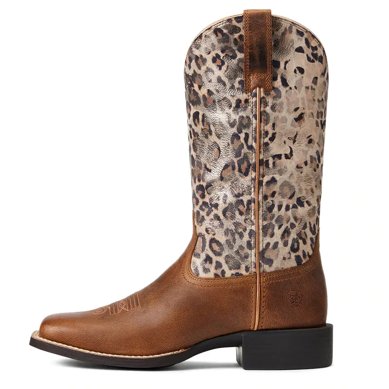 Ariat Women's Round Up Wide Square Toe Leopard Print