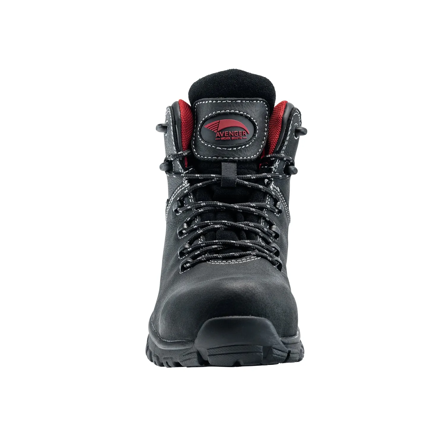 Avenger Mens Flight Mid Black Leather Work Boots