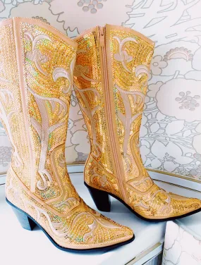 Disco Cowgirl Boots - Gold