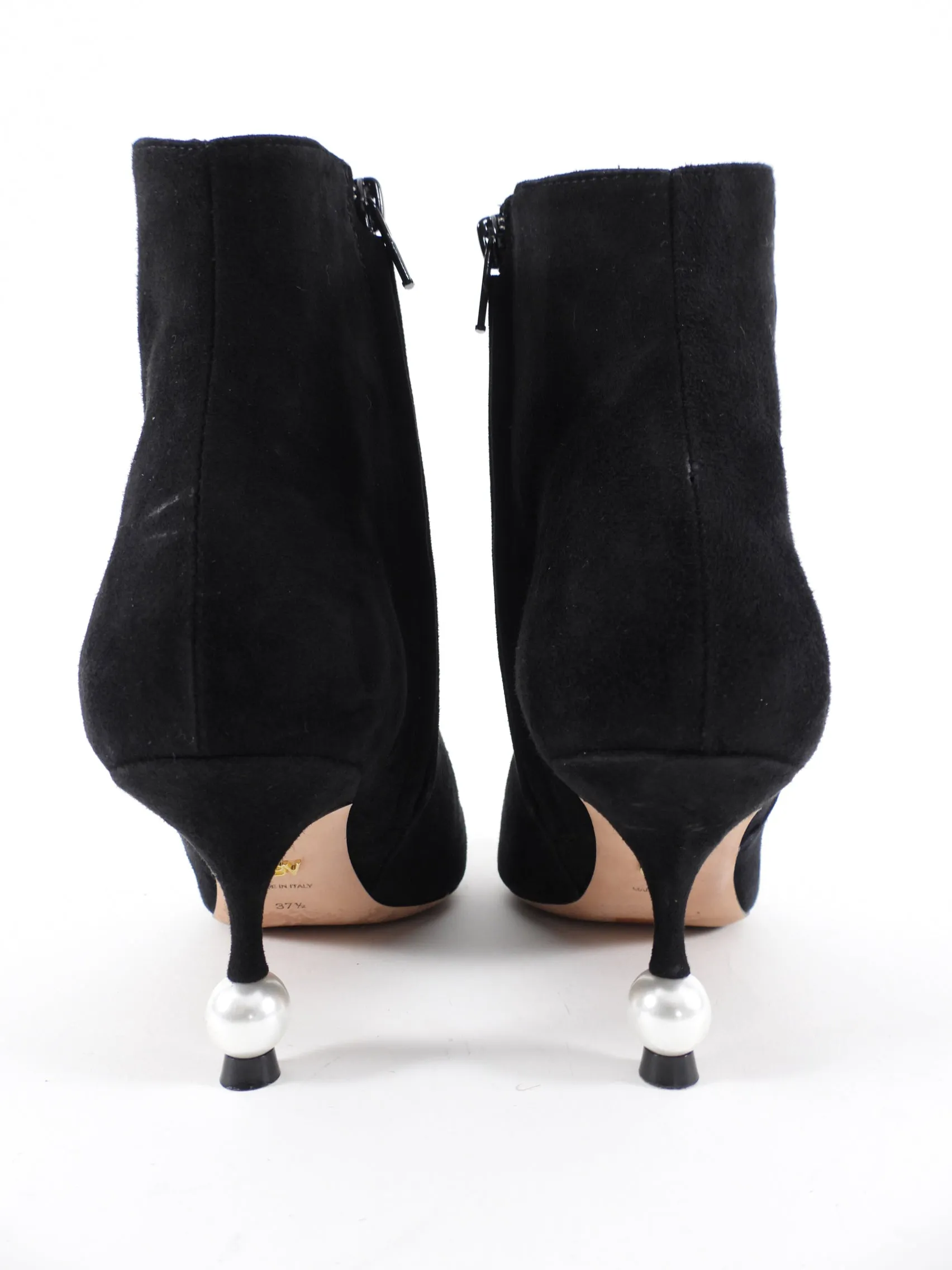 Giambattista Valli Black Suede Pearl Ankle Boots - 37