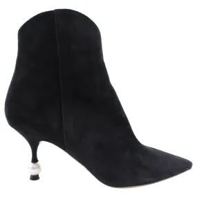 Giambattista Valli Black Suede Pearl Ankle Boots - 37