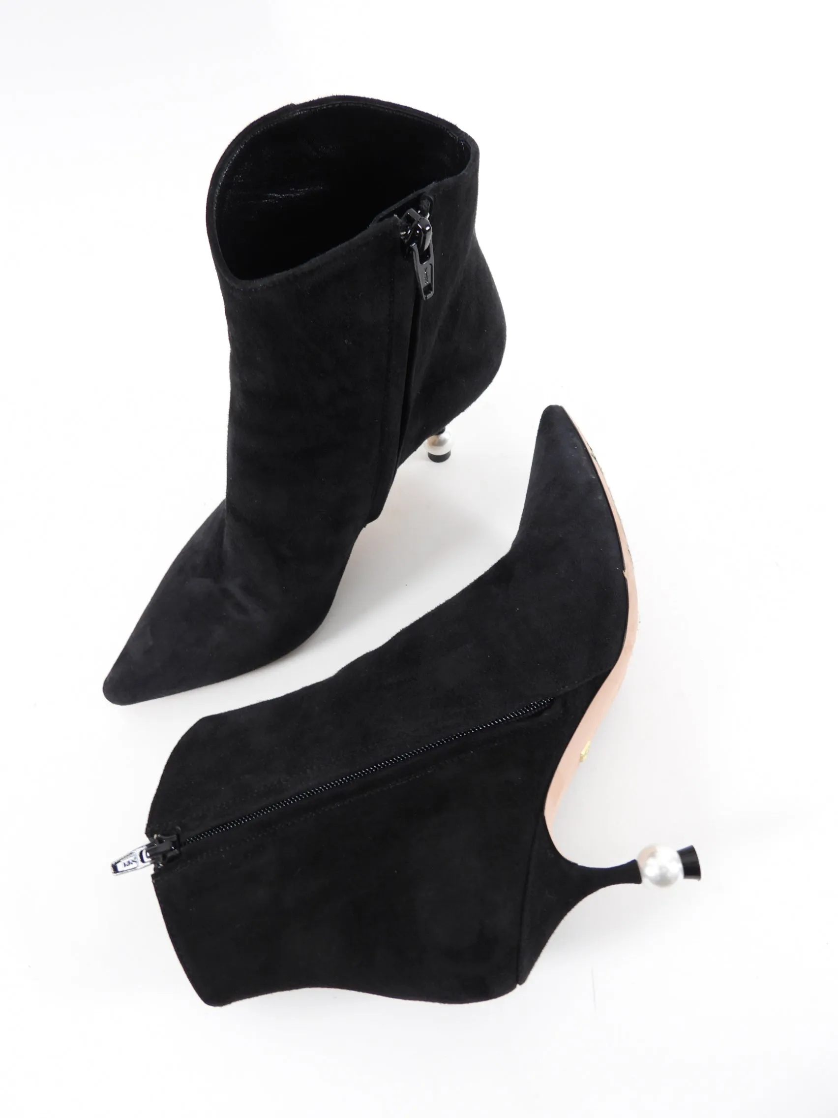 Giambattista Valli Black Suede Pearl Ankle Boots - 37