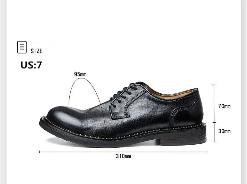 Handmade Retro Leather Oxfords - Men's Casual Shoes QD1245