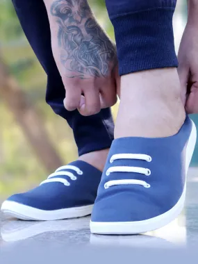 Men Navy Blue Casual Canvas Slip-On Shoes