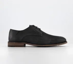 Mens Office Curtis Washed Leather Derby Black Leather