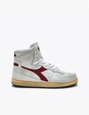 Mi Basket Used Sneaker, White/Garnet