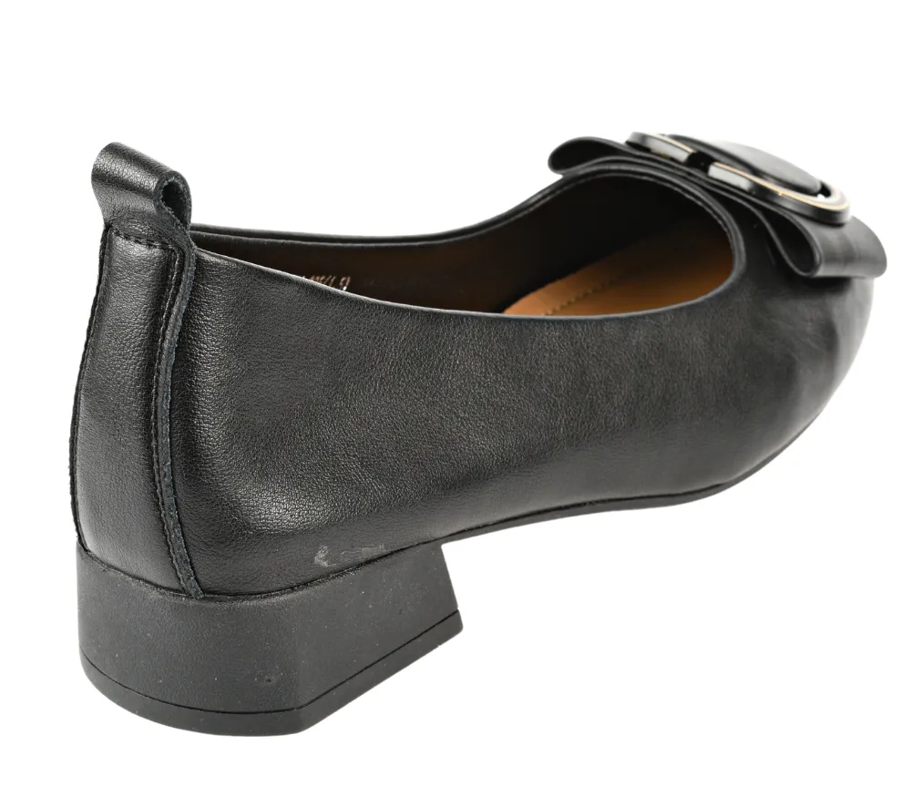 Pantofi casual, dama, FORMAZIONE, TP226 negru, piele naturala, cu toc