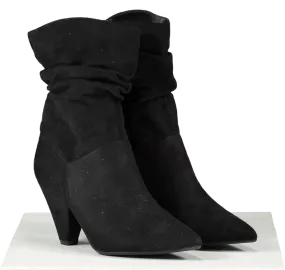 Peacocks Black Faux Suede Heeled Boots UK 8 EU 41 👠