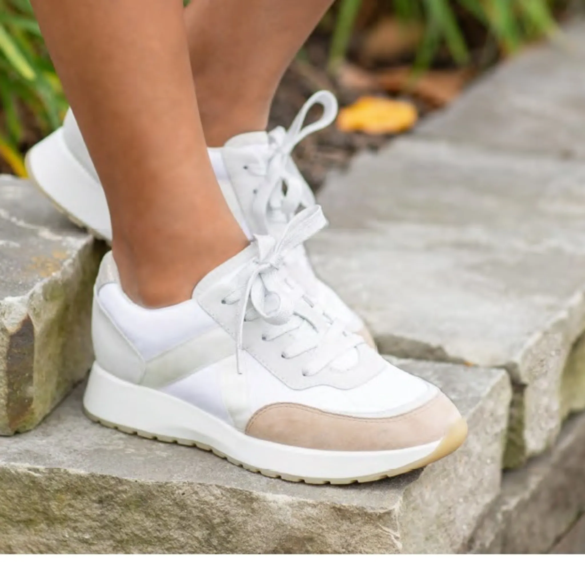 Piper White Suede and Fabric Casual Shoes