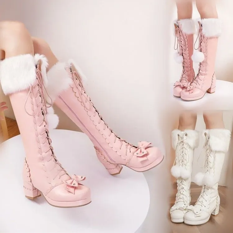 Sweet Bow High Heel Boots AD12593