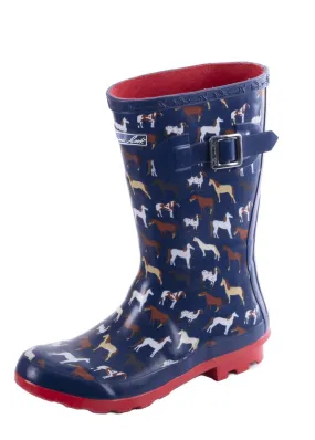 Thomas Cook Launceston Gumboot  Navy/Multi Horses