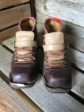 Three-tone Leather Ski Boots - Vintage