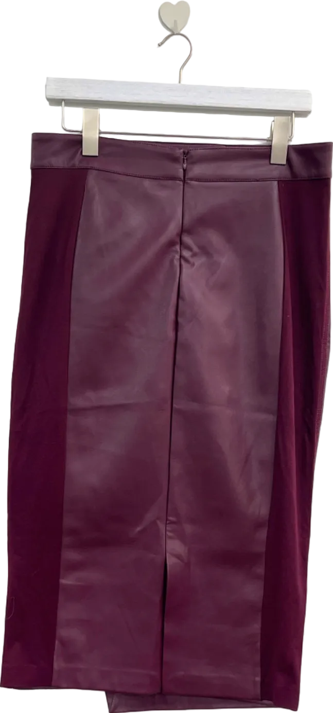 V by Very Burgundy Faux Leather Pencil Skirt UK 14