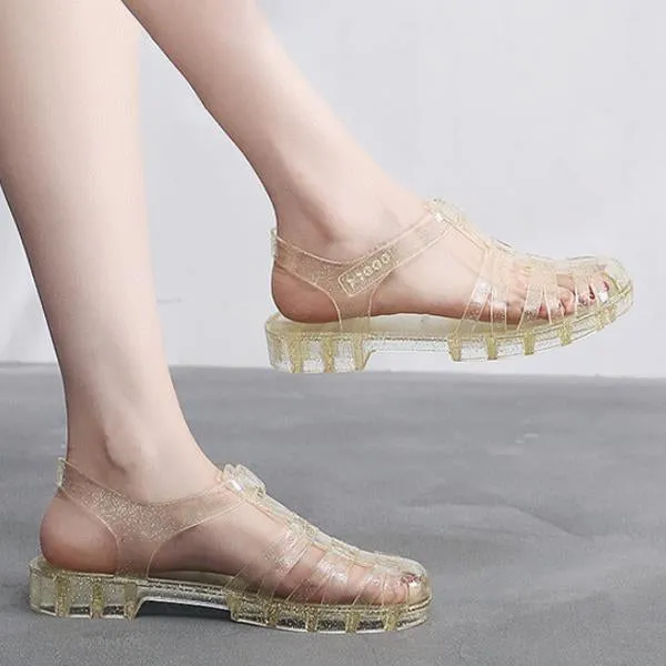 Women's Casual Flat Transparent Jelly Shoes 25382782C