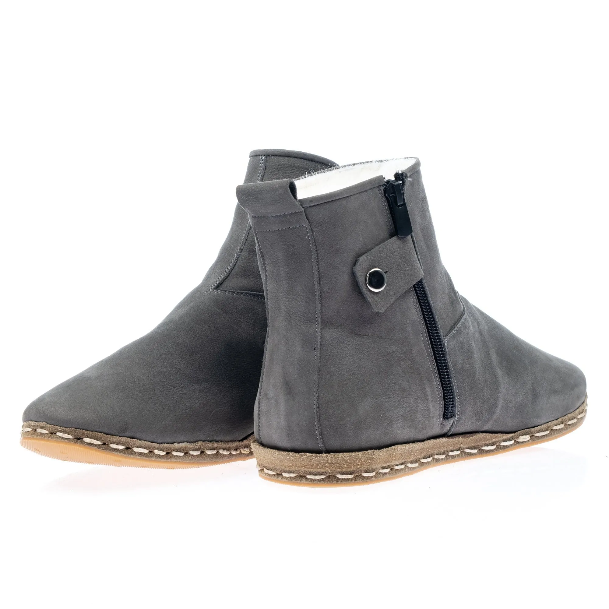 Women's Gray Shearling Boots