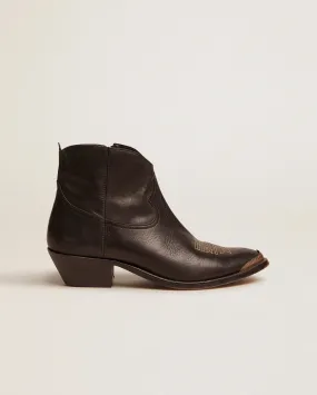 YOUNG LEATHER UPPER BOOT / BLACK