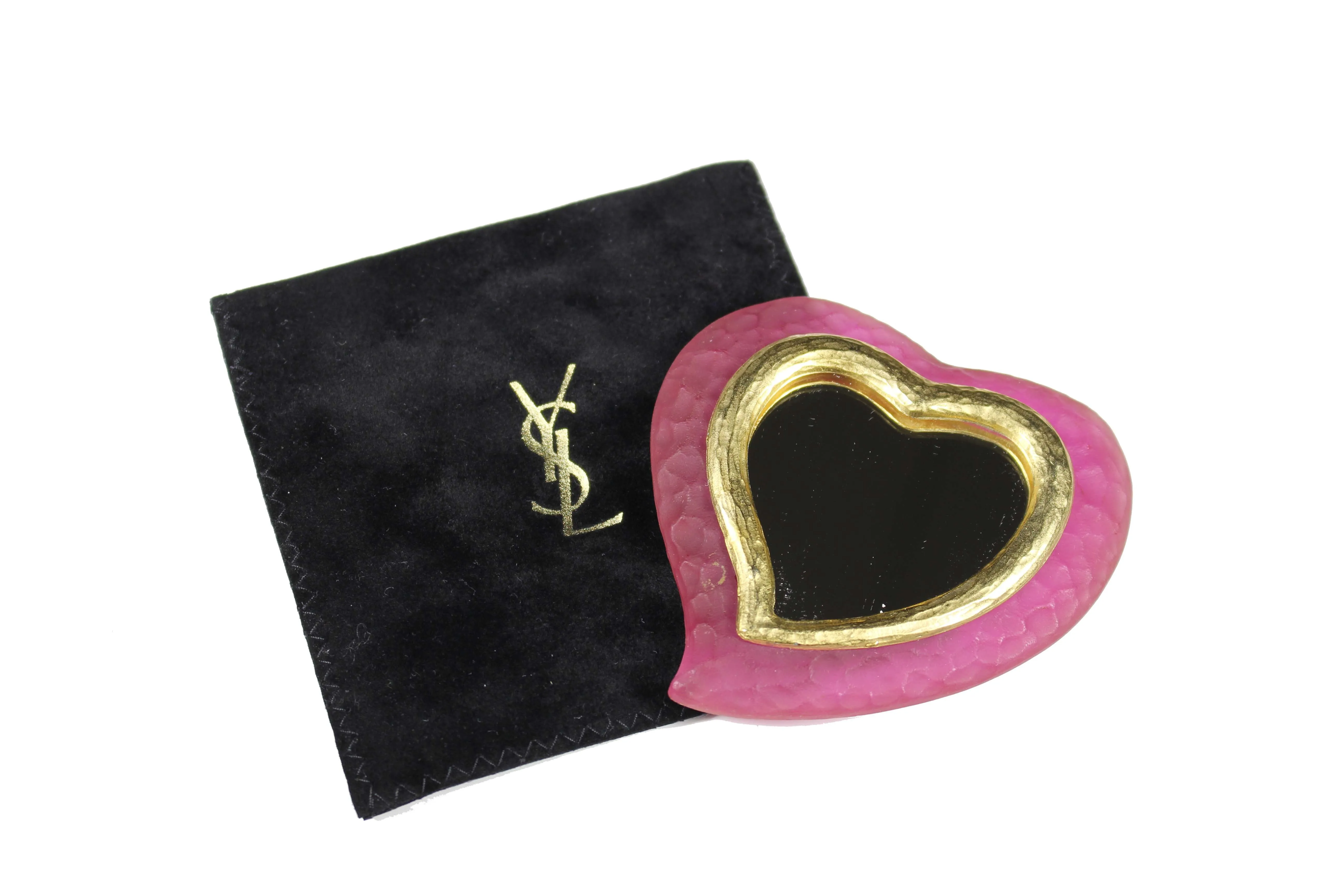 YVES SAINT LAURENT pink heart pocket mirror