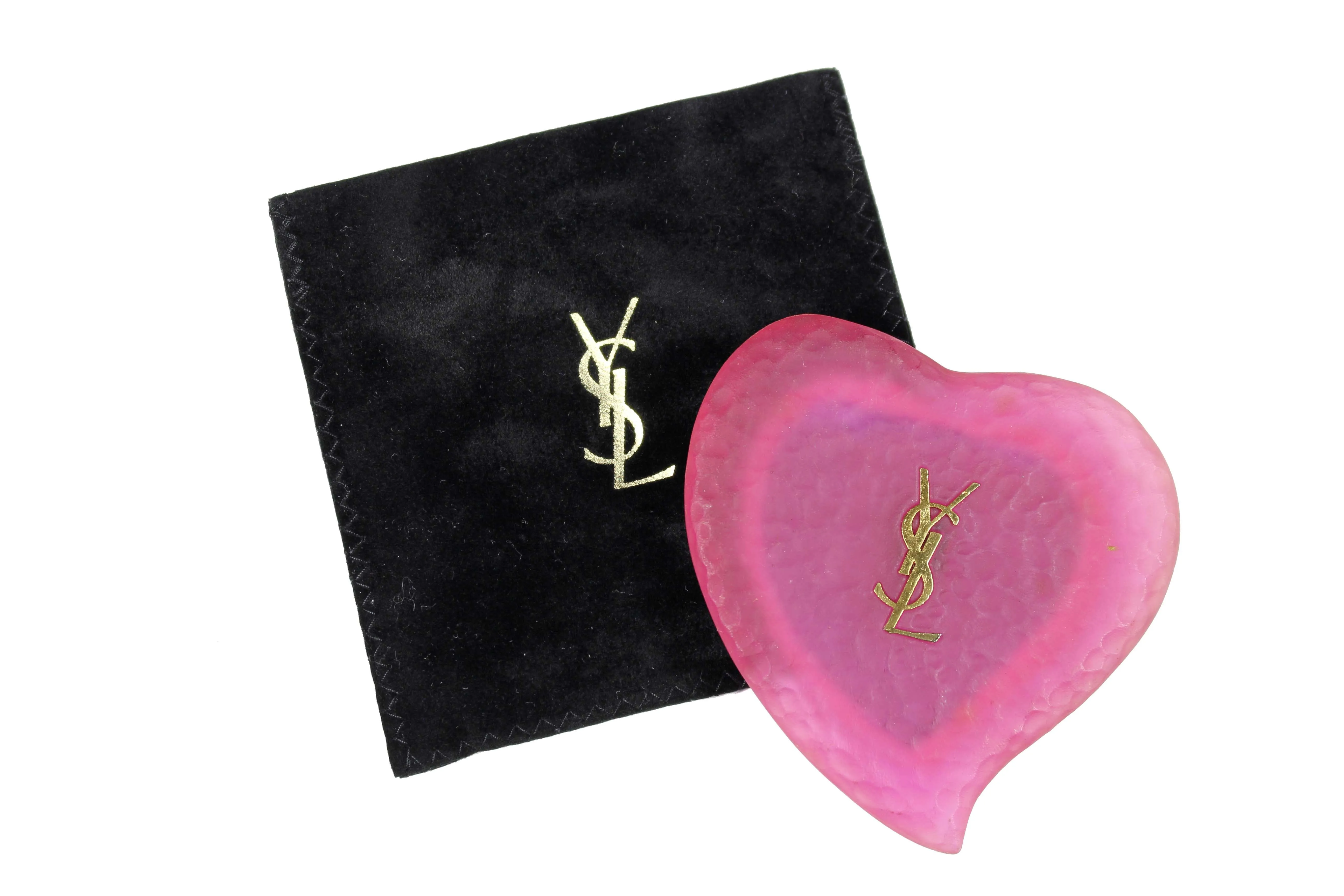 YVES SAINT LAURENT pink heart pocket mirror